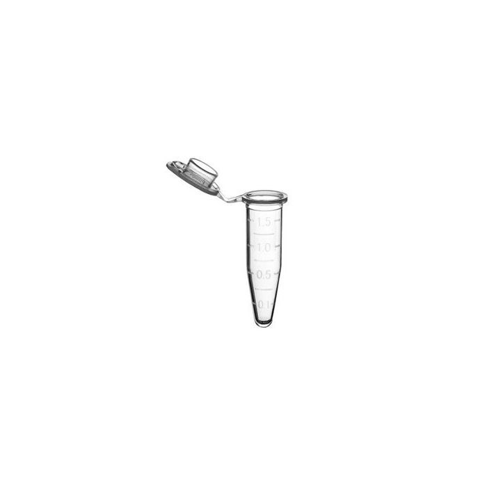 Microtube w/ cap, 1.5mL, clear, sterile, w/ self-standing bag, 10 packs of 50, 500/pk main product photo
