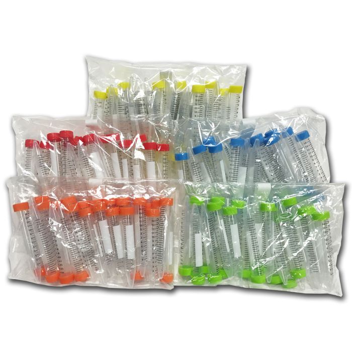 BaaySCI SpectraTube™ Rainbow Capped Centrifuge Tubes - Rainbow Cap Centrifuge Tube 15mL Bagged main product photo