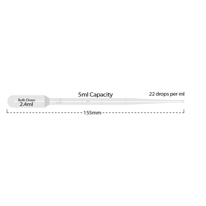 BaaySCI Transfer Pipettes - 5ml Graduated to 2ml Blood Bank, Bulb main product photo