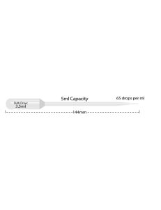 BaaySCI Transfer Pipettes - 5ml Cap Extended Tip Std Bulb Indiv wrap